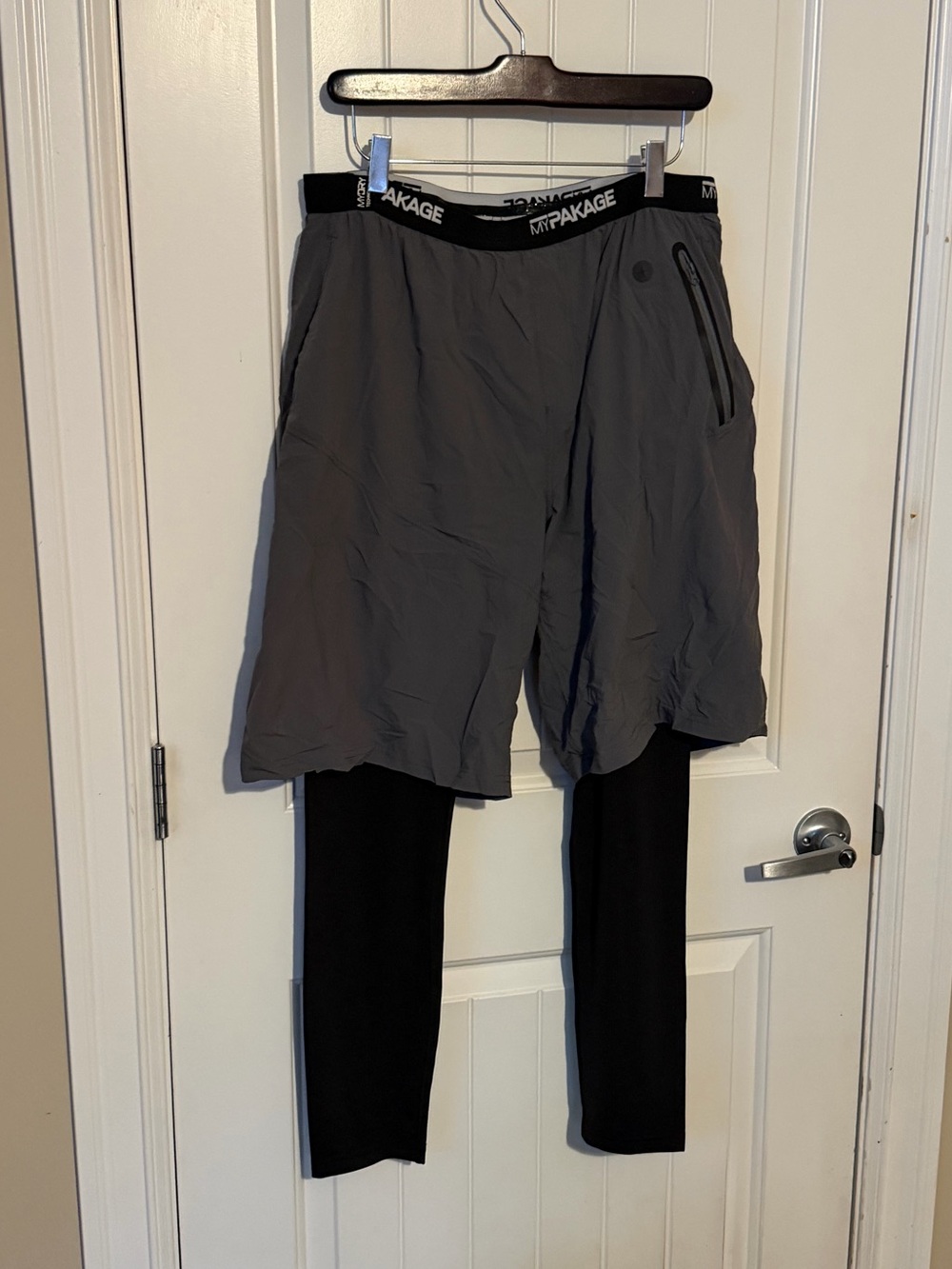 My Package Pro Gray Men's Athletic Shorts with Black Compression Liner